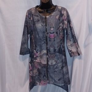 Simply Aster Zip Front Jacket, gray/pink, pockets
